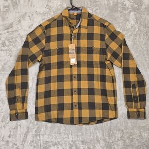 Tailor Vintage: Men’s Long Sleeve Flannel Plaid Shirt- yellow/Blk (size: S)NWT!